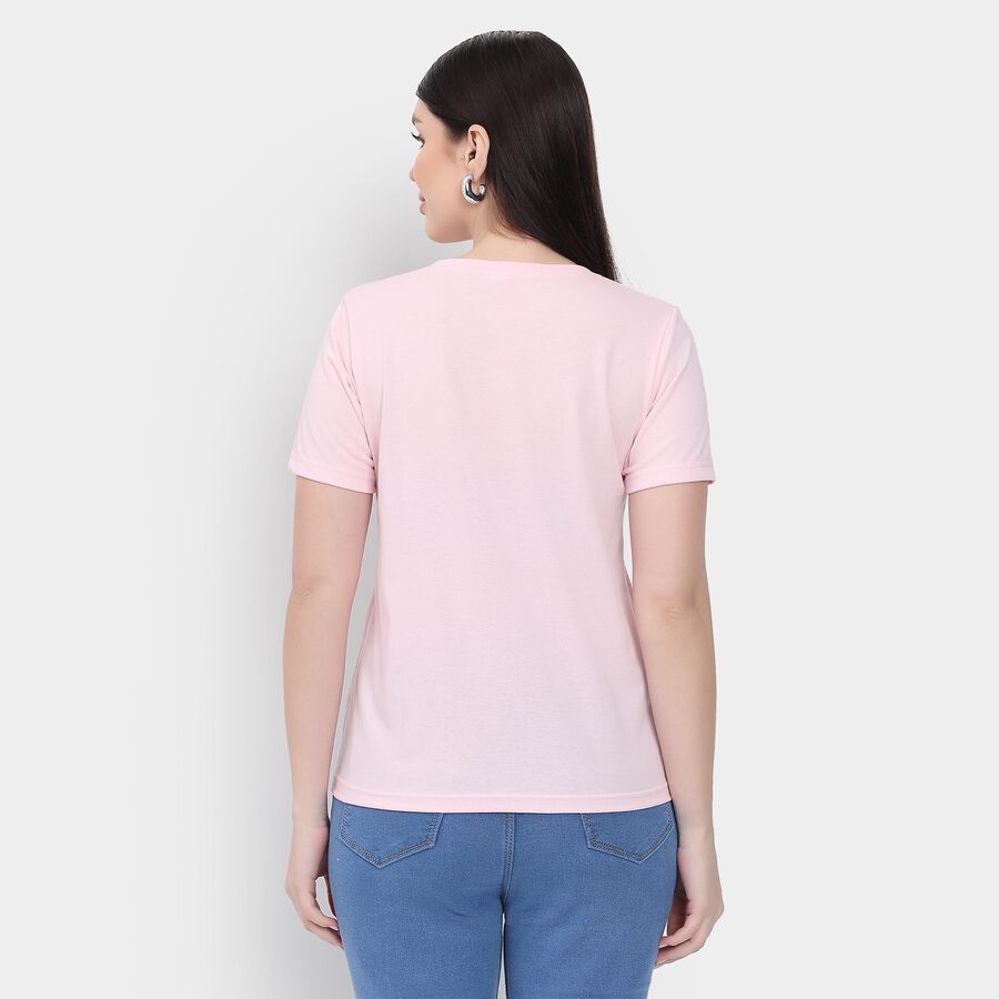 Ladies' Round Neck T-Shirt, Pink, large