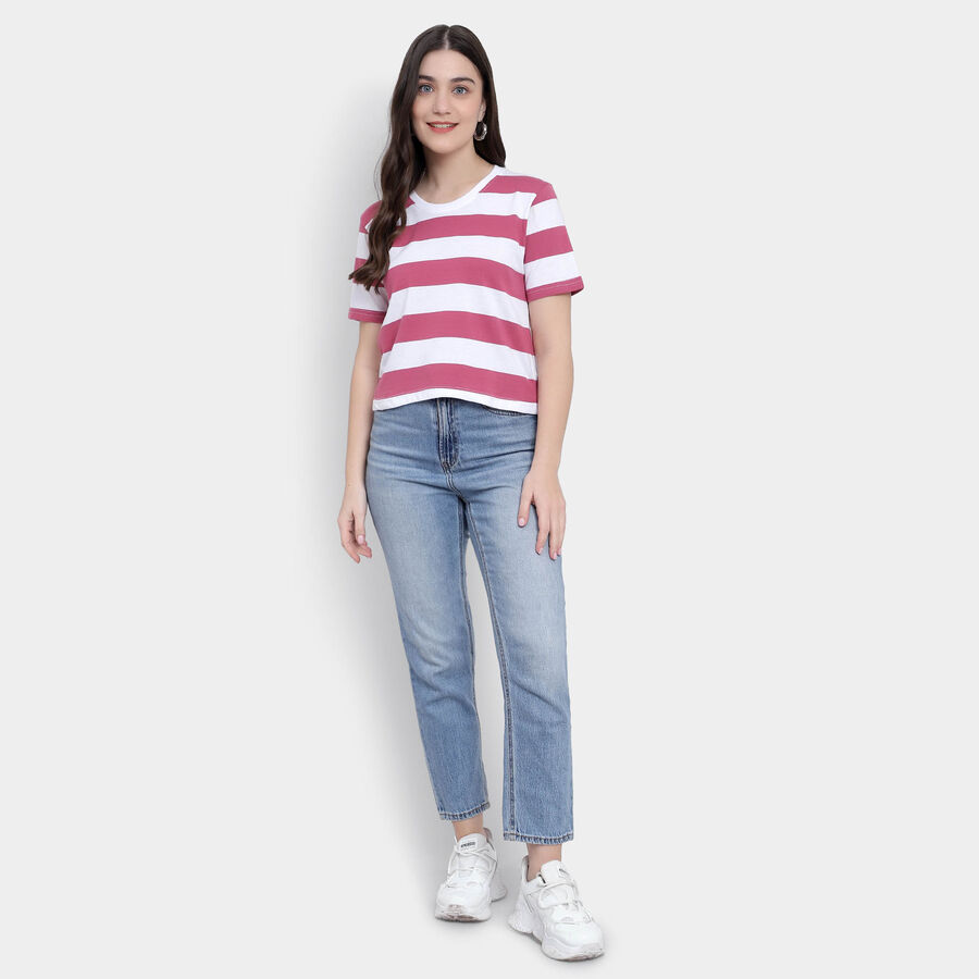Round Neck T-Shirt, बैंगनी, large image number null