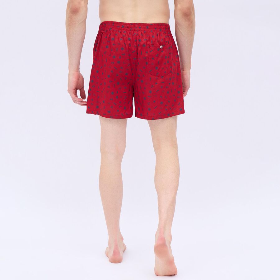 Men's Deep Crimson Printed Elastic Waist Boxers, Red, large image number null
