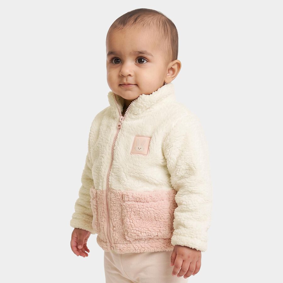Infants' Light Pink High Neck Zip-Up Sweatshirt, Light Pink, large