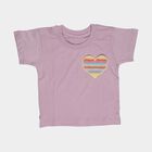 Girls Purple Cotton Round Neck Casual T-Shirt, Lilac, small