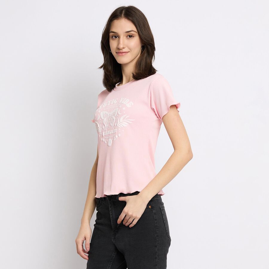Ladies' Round Neck T-Shirt , Light Pink, large image number null