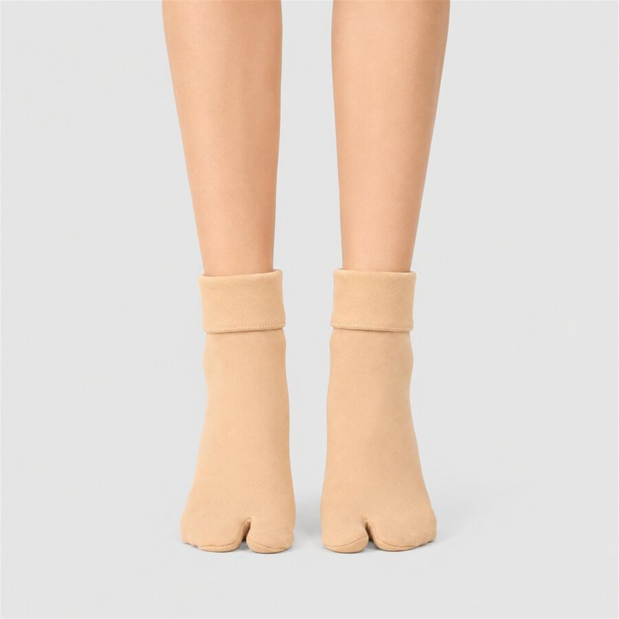 Women's Beige Regular Fit Toe Pack of 2 Socks, Beige, large