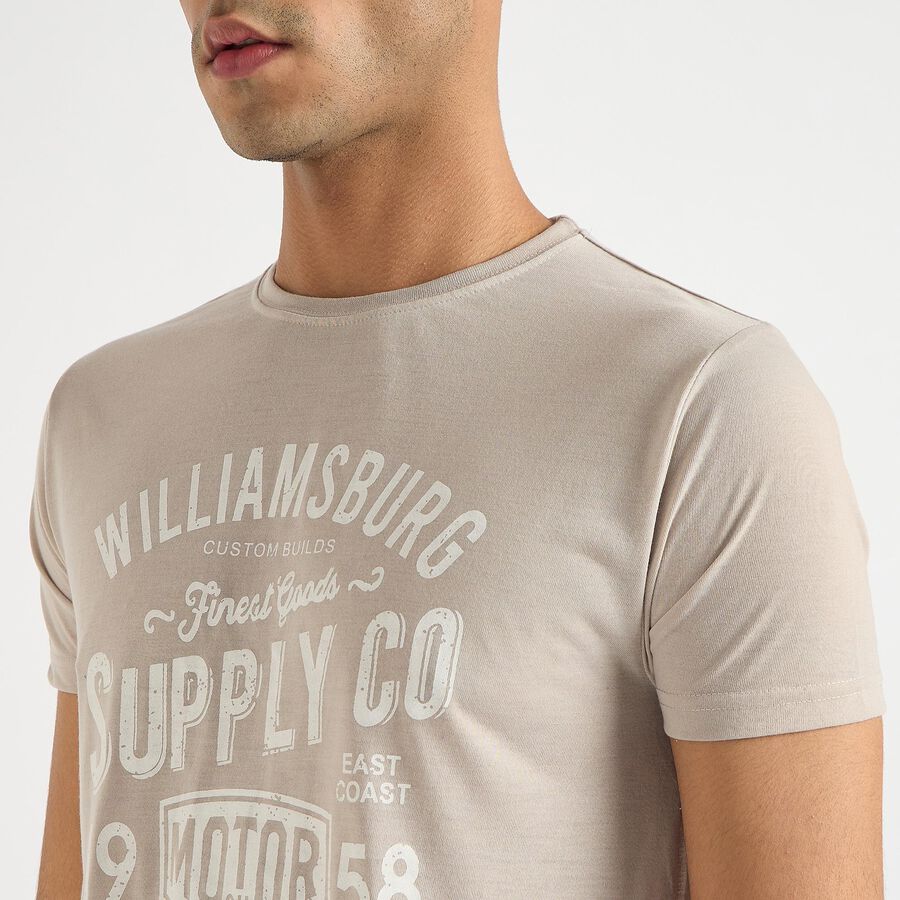 Men's Round Neck Half Sleeves T-Shirt , Light Grey, large image number null