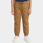 Boys' Brown Regular Fit Drawstring Jogger Trousers, Brown, small