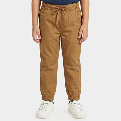 Boys' Brown Regular Fit Drawstring Jogger Trousers
