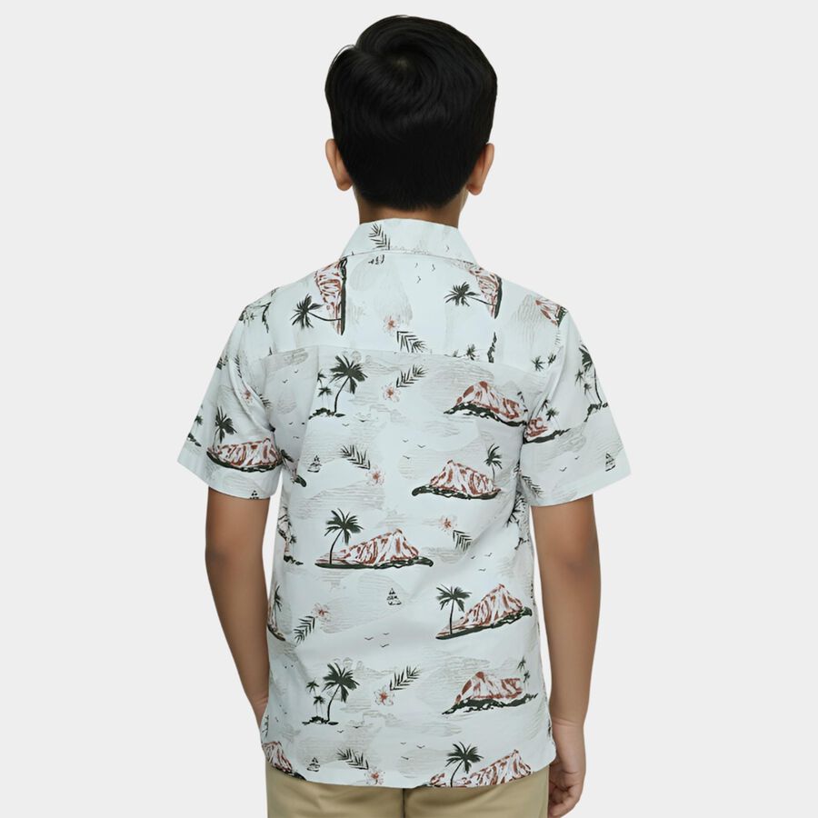 Boys' Peach Cotton Half Sleeve Cuban Collar Casual Shirt, Peach, large