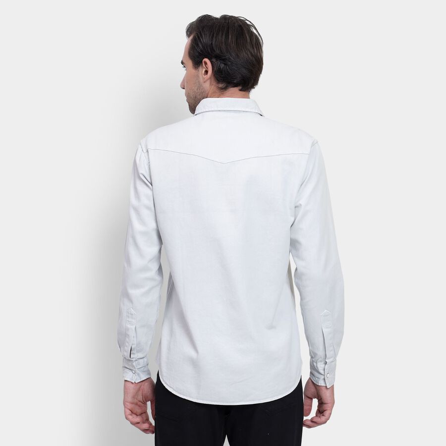 Men's 100% Cotton Casual Shirt, Light Grey, large image number null