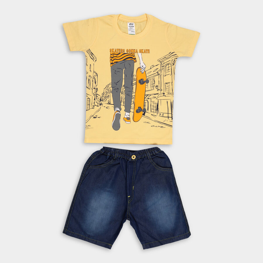 Boys' Cotton Woven Baba Suit, मस्टर्ड, large image number null
