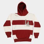 Boys Rich Maroon and White Hooded Neck Striped Sweatshirt, मरून, small image number null