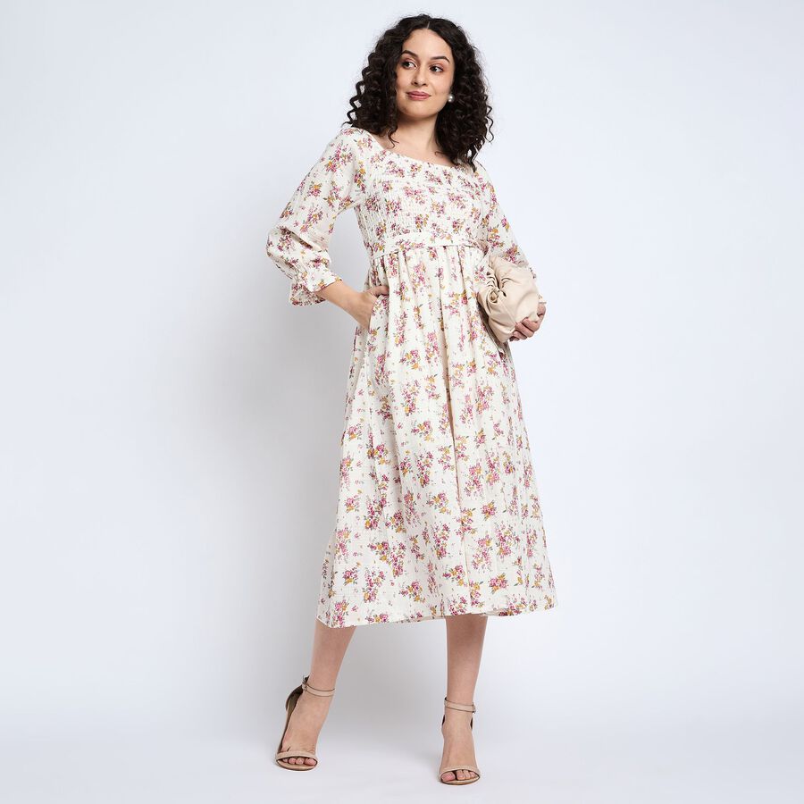 Ladies' 100% Cotton Dress , Off White, large image number null