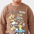 Boys Brown Crew Neck Graphic Print Sweatshirt, Brown, small