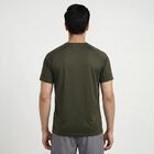 Men's Olive Green Round Neck Athleisure T-Shirt, Olive, small