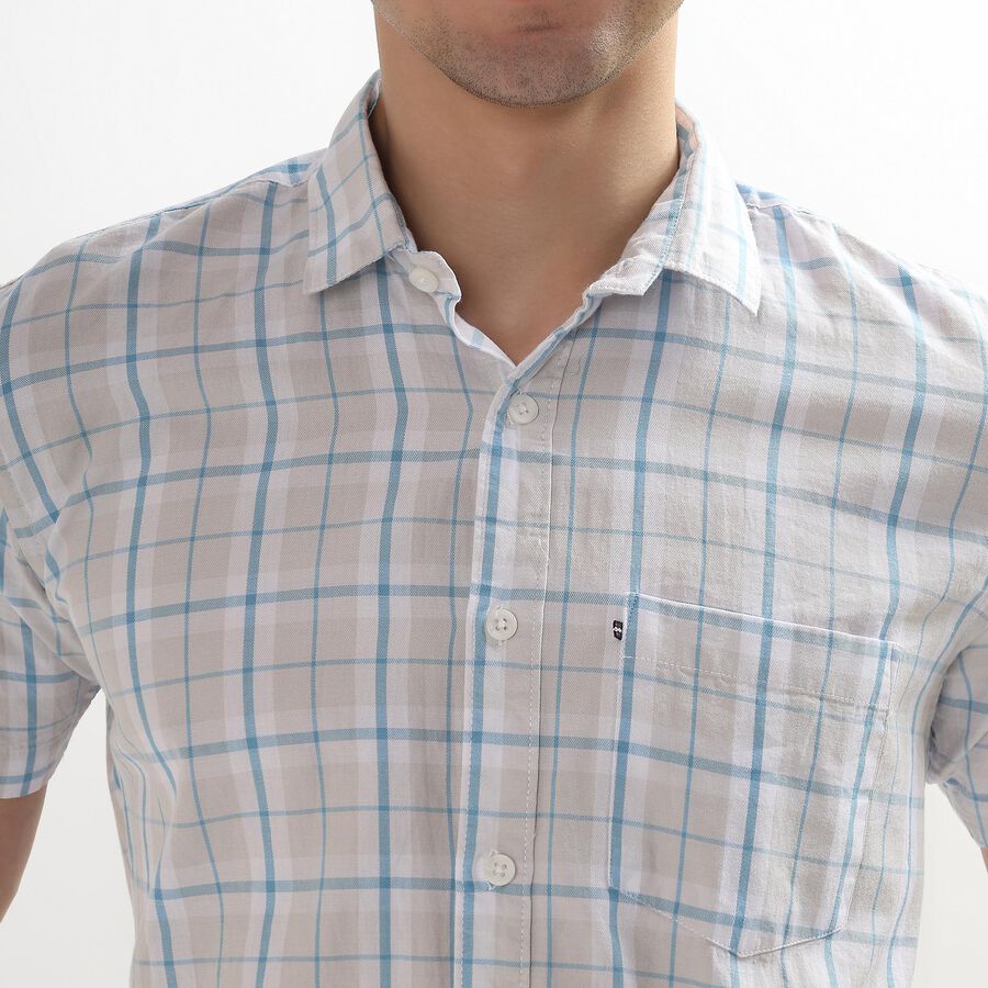 Men's 100% Cotton Regular Collar Casual Shirt, Light Grey, large image number null