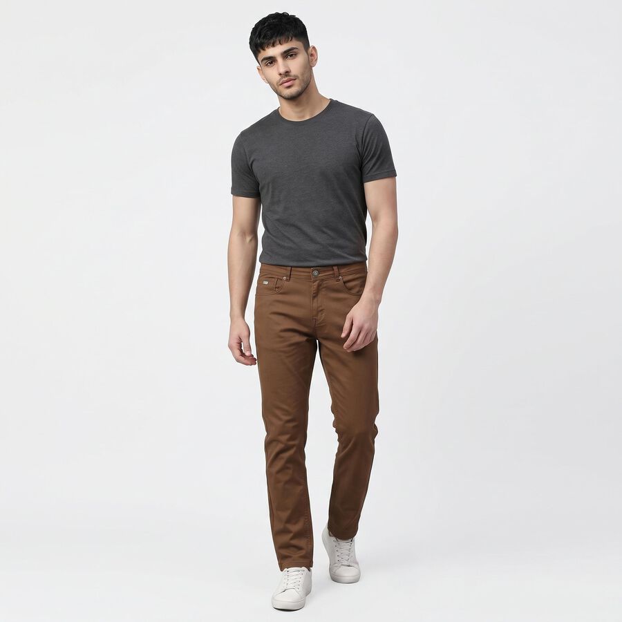 Men's Khaki Slim Fit Solid Jeans, Khaki, large