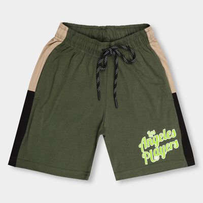 Boys' Olive Green Cross Pocket Cut And Sew Bermuda Shorts