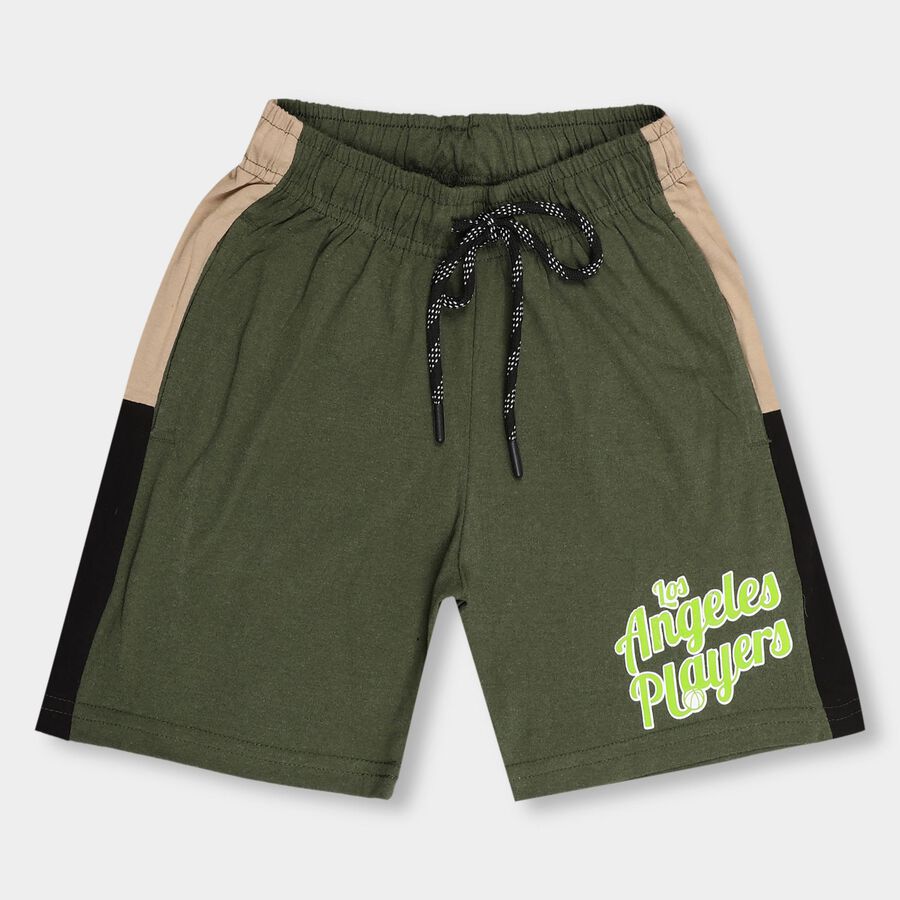 Boys' Olive Green Cross Pocket Cut And Sew Bermuda Shorts, Olive, large image number null