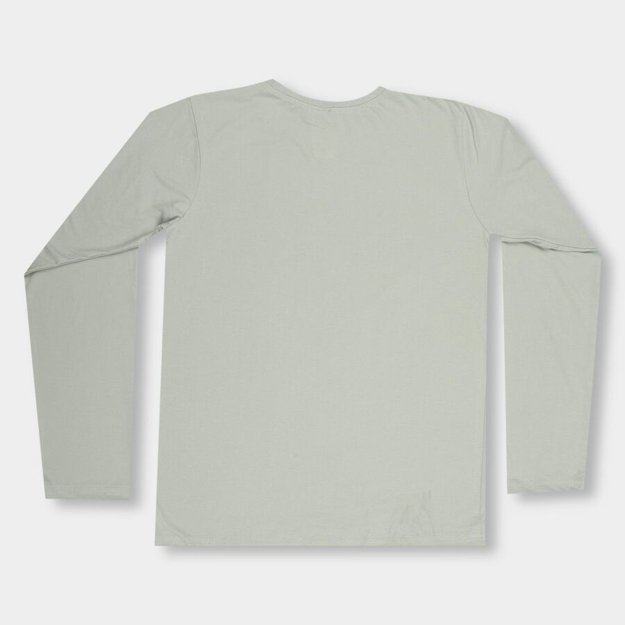 Boys' Light Sage Green Round Neck Casual T-Shirt, हल्का हरा, large image number null