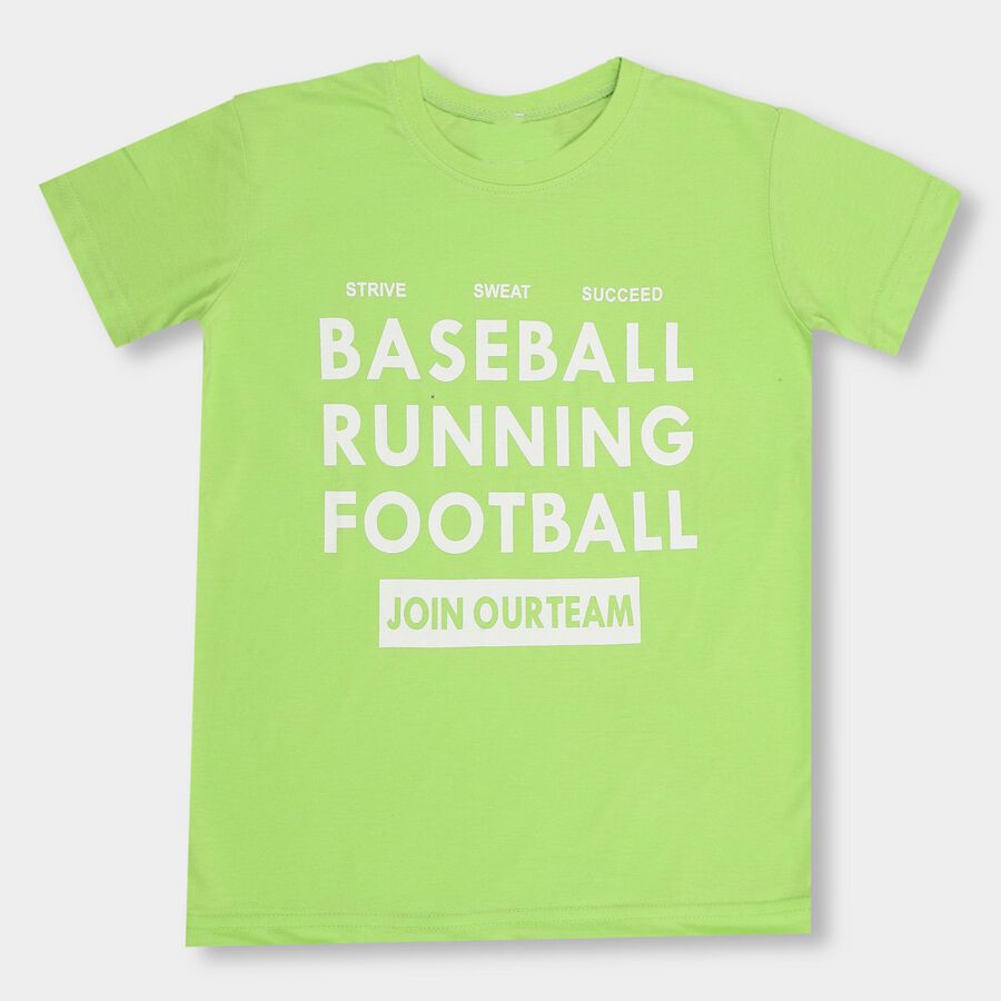 Boys' Half Sleeves T-Shirt, Light Green, large image number null