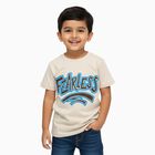 Boys Soft Beige Cotton Crew Neck Casual T-Shirt, Off White, small