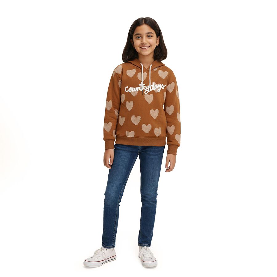 Girls' Sweatshirt, Brown, large image number null