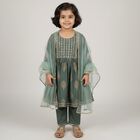 Girls Soft Lavender Purple Embroidered Top and Pant Fusion Set, हल्का हरा, small image number null