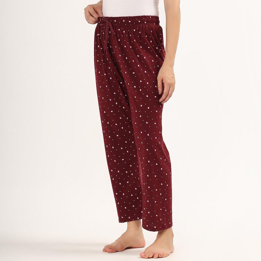Women's Deep Maroon Printed Elastic Waist Pyjama, Wine, large image number null