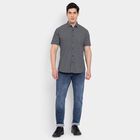 Men's 100% Cotton Casual Shirt, Navy Blue, small