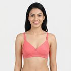 Women's Pink Cotton Blend Regular Bralette Bra, गुलाबी, small