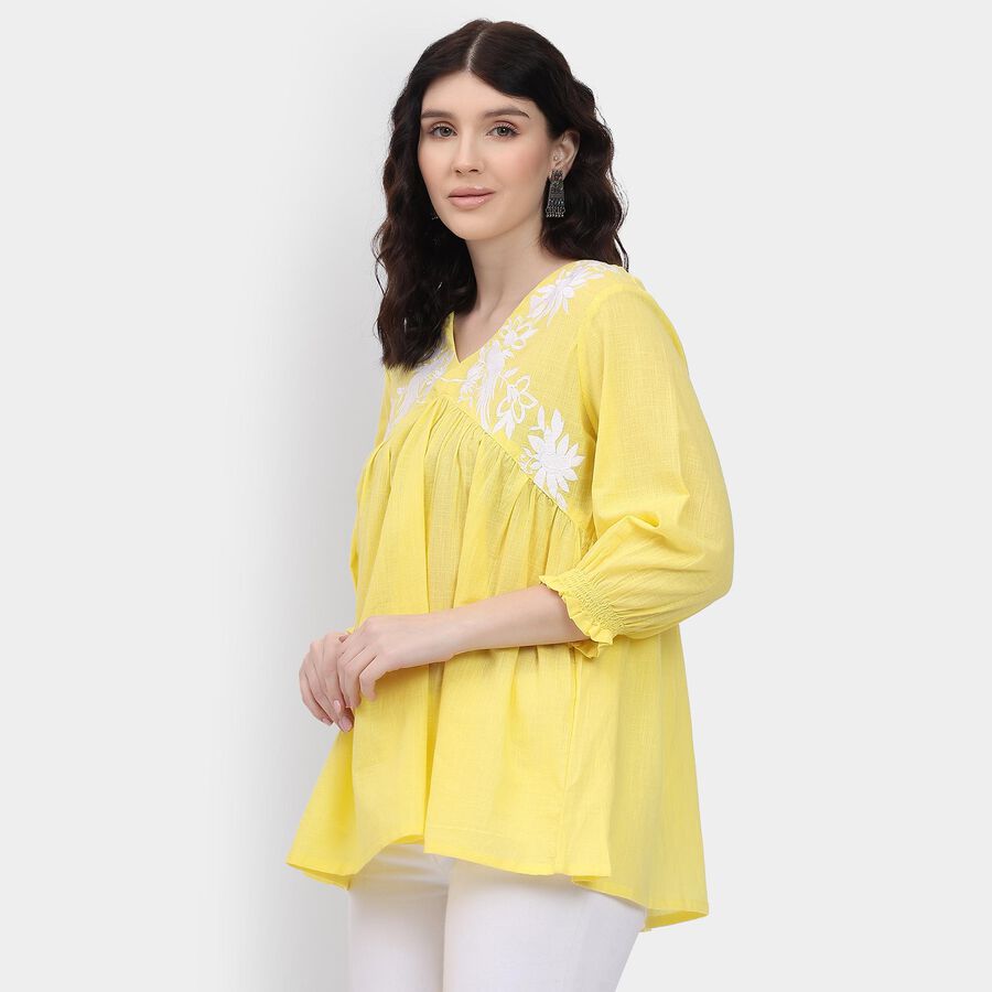 Ladies' 100% Cotton Kurti, Yellow, large