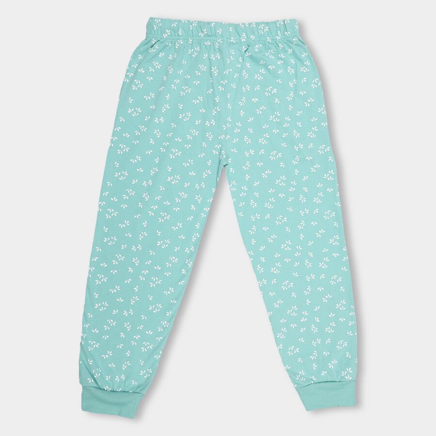 Girls' Mint Green Printed Jogger Pyjama, Light Green, large image number null
