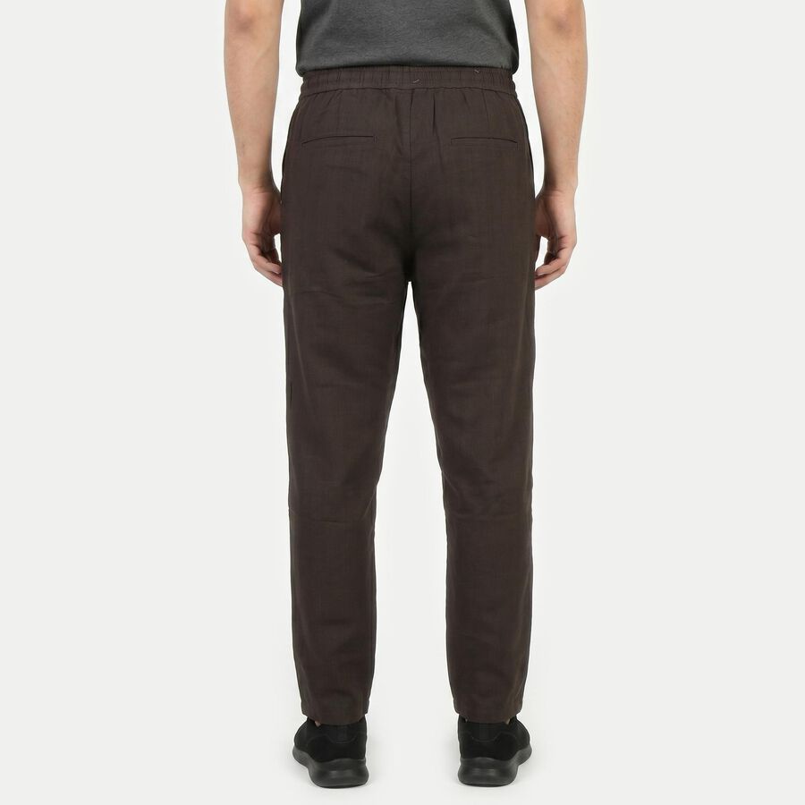 Men's Grey Slim Fit Casual Trousers, गहरा ग्रे, large
