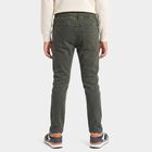 Boys Olive Green Slim Fit Drawstring Waist Jeans, ओलिव, small