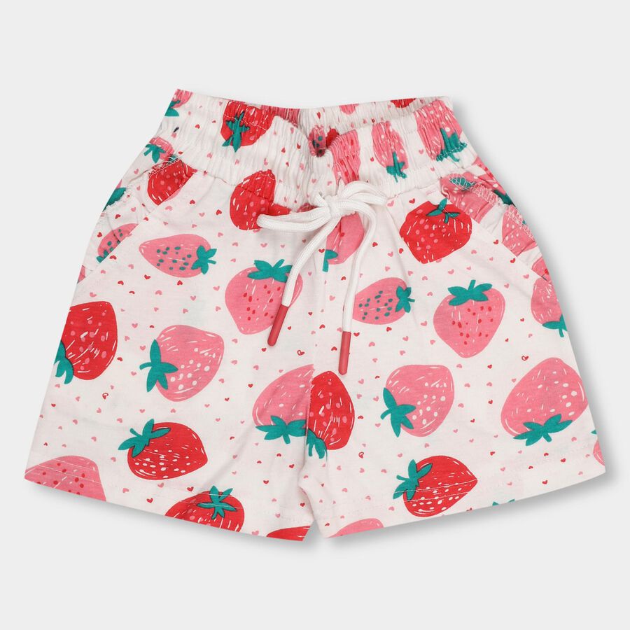 Girls' 100% Cotton Shorts , White, large