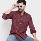 Cotton Printed Casual Shirt, Maroon, small image number null