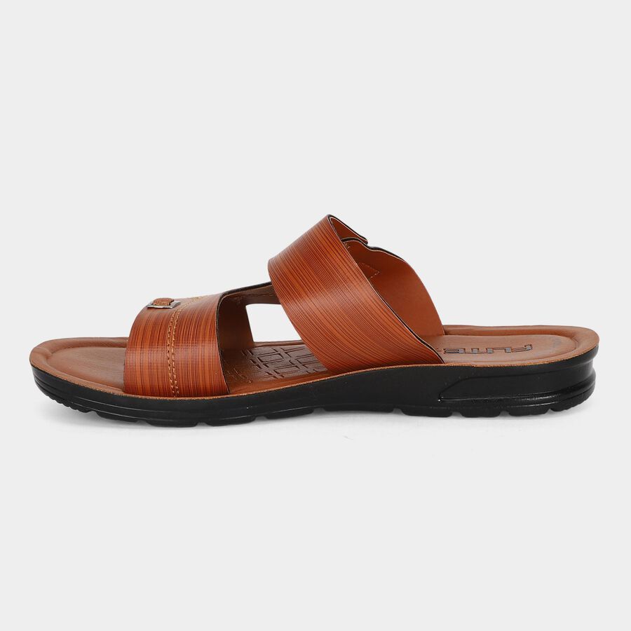 Men's Tan Slip-On Slide Sandals, Tan, large
