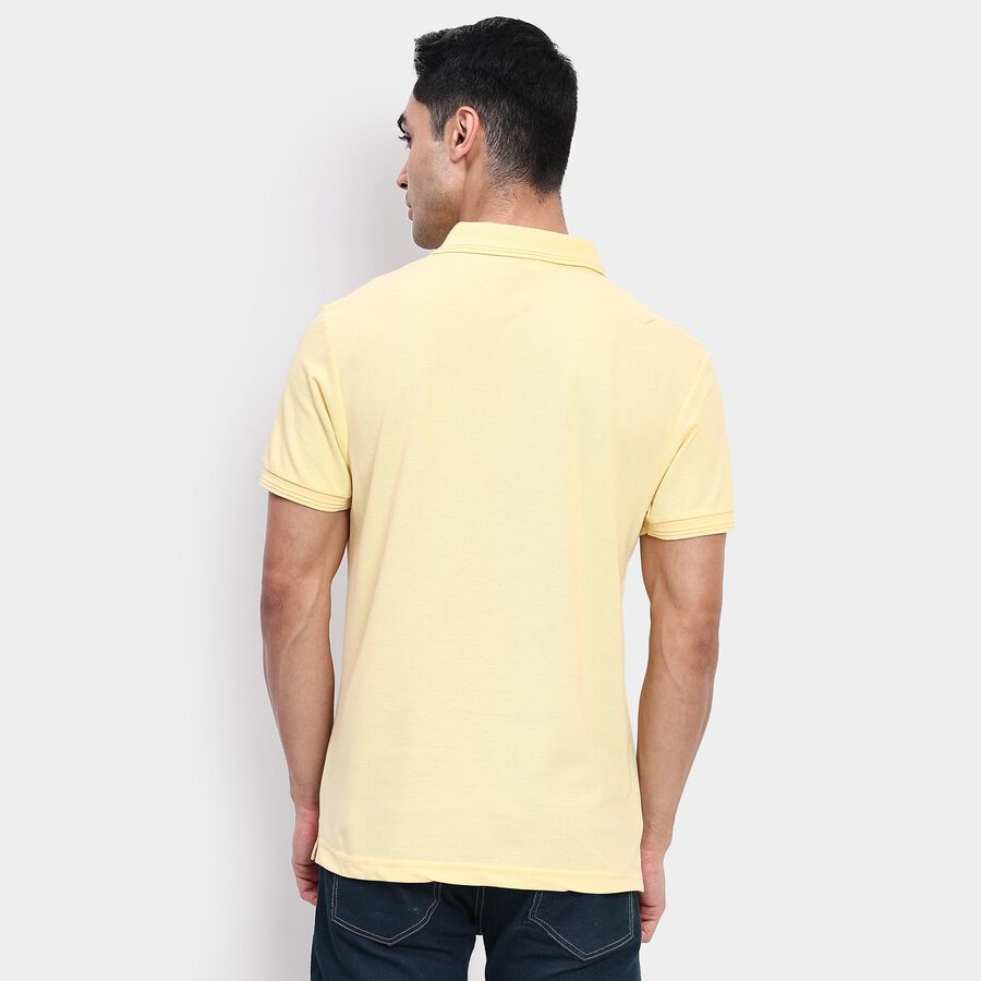 Men's Collared Half Sleeves T-Shirt, Yellow, large image number null