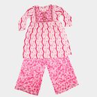 Girls Pink Round Neck Fusion Set Upper and Bottom Set, Pink, small