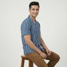 Men's Blue Spread Collar Casual Shirt, Mid Blue, small