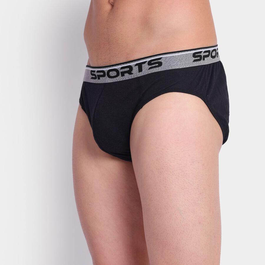 Men's100% Cotton Briefs, काला, large image number null