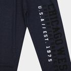 Boys' Navy Blue Straight Fit Graphic Printed Cotton Blend Pyjama, Mid Blue, small