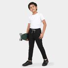 Boys Black Straight Fit Solid Drawstring Pyjama, काला, small