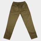 Boys' Olive Green Straight Fit Drawstring Waist Trousers, ओलिव, small