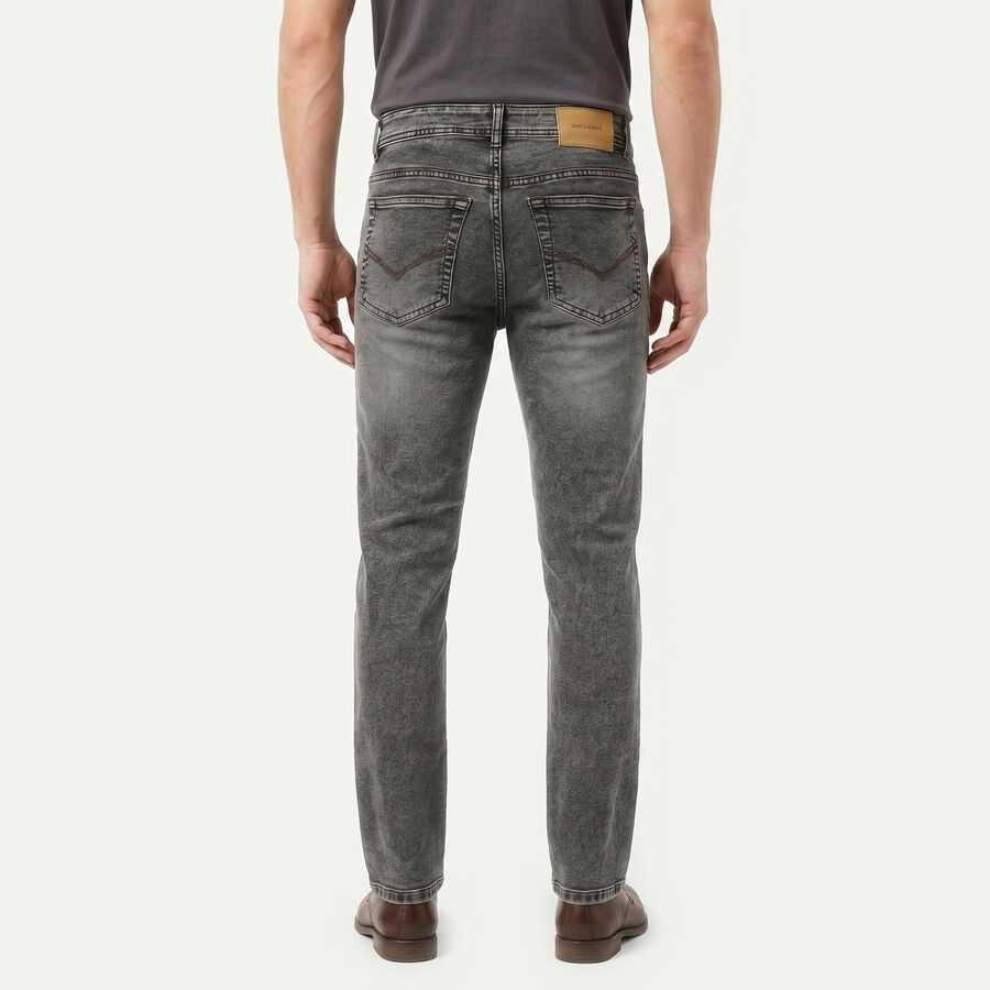 Men's Dark Grey Slim Fit Washed Jeans, Dark Grey, large