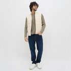 Men's Light Beige High Neck Casual Jacket, एक्रू मिश्रित, small image number null