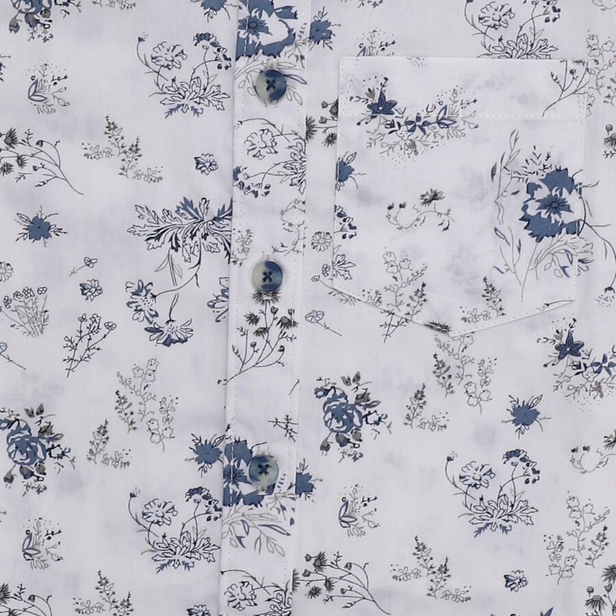 Boys White Cotton Half Sleeve Classic Collar Casual Shirt, White, large