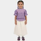 Girls Purple High Neck Romantic T-Shirt, लाइलेक, small