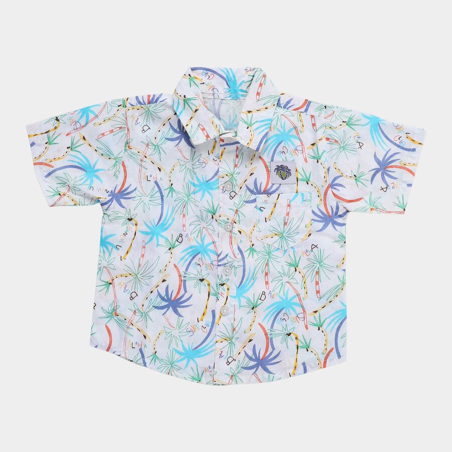 Infants Blue Cotton Half Sleeve Classic Collar Casual Shirt, Light Blue, large