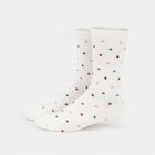 Women's White Regular Fit Polka Dot Pack of 1 Socks, सफ़ेद, small