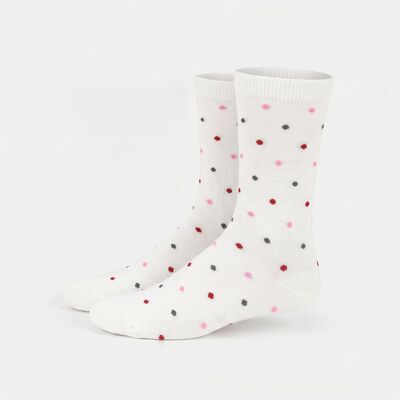 Women's White Regular Fit Polka Dot Pack of 1 Socks